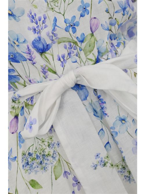 Abito Joseline in lino con stampa floreale Bianco/Blu Mc2 Saint Barth | JOSELINE05784H LINEN FLOWER
